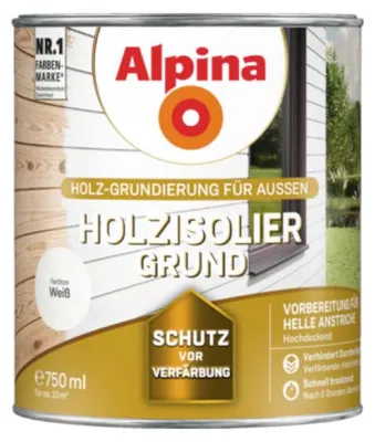Produktbild von PROFI | 0,75 L | Weiß 2,5 Liter Holz Isoliergrund, Wetterschutz Grundierung für Holzfassaden, Deckend für alte Anstriche und Verfärbungen, Innen und Außen, Diffusionsoffen, Atmungsaktiv