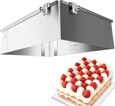 Obrázok produktu pre Nastaviteľný rám na pečenie Forma na pečenie z nehrdzavejúcej ocele so štvorcovým prierezom 8 cm na koláče a torty