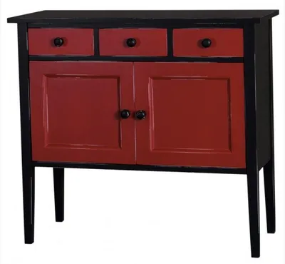 Produktbild von Casa Padrino Jugendstil Kommode 100cm Schwarz / Rot - Landhaus Stil Sideboard Schrank