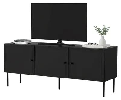 Produktbild von Dmora TV-Ständer Sarzana 151x40x60h cm Schwarz, 3 Regale 6 Fächer