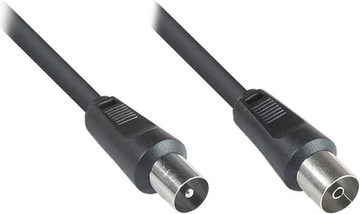 Produktbild von Antennenkabel, Koax/IEC Stecker an Buchse (vernickelt), 2x geschirmt (<70 dB / 75 Ohm), CCS, schwarz, 10m, Good Connections®