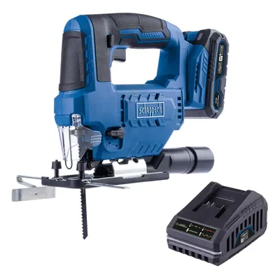 Produktbild von Scheppach Akku-Stichsäge C-JS220-X | Hublänge 19 mm| Hubzahl 0-2400 min-1 | 7 einst. Schnittwinkel | inkl. 2Ah Akku + 2,4A Ladegerät
