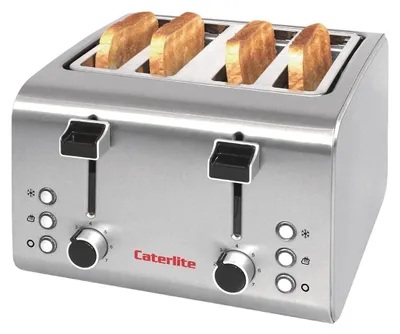 Edelstahl-Toaster, 4 Schlitze, 1,8 kW, Timer, automatischer Auswurf
