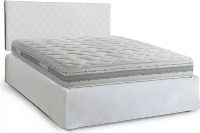 Produktbild von Doppelbett Cleneide, Kopfteil-Set aus Kunstleder mit orthopädischer Basis und Volant, 100%  Italy, inklusive Matratze, 160 x 190 cm, Weiß