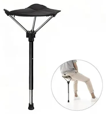 Produktbild von Klapphocker - 57–85 cm - Tragbar Leichter Klapphocker - Zusammenklappbar und verstellbar - Outdoor Hocker - für Camping und Angeln – Schwarz