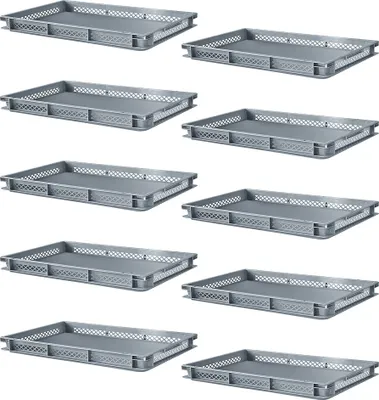 Produktbild von 10 Euroboxen mit geschlossenem Boden, LxBxH 600 x 400 x 75 mm, grau