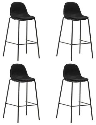 Image de Lot de 4 tabourets de bar en velours "Ima" - Noir - L 47 x P 43 x H 105 cm