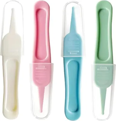 Produktbild von 4 Stück Baby Nasenpinzette Set – Weiß, Rosa, Hellblau, Markorngrün, Ideale Nasenreinigung für Babys und Kinder