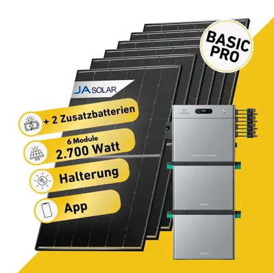 Produktbild von Balkonstrom Balkonkraftwerk 2700W Solaranlage mit Speicher | 2xZusatzspeicher | 2xSolarmodul Bifazial | Zendure SolarFlow 2400 Pro