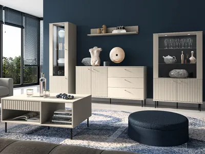 Produktbild von Wohnzimmer-Set ALVA 1 kaschmir 5tlg. Vitrinen Kommoden Wandregal Couchtisch