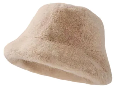 Produktbild von Winterlicher Fischerhut aus Kunstpelz, flauschige, warme Mütze, Plüsch-Fischerhut, flauschige Daunenmütze für Damen