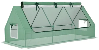 Image de Mini serre - Serre de jardin 240 x 90 x 90 cm - Film en polyéthylène résistant aux UV - Fenêtres en filet - Structure métallique étanche - Vert