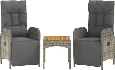 Produktbild von vidaXL Garten-Relaxstühle 2 Stk. mit Tisch Grau Poly Rattan