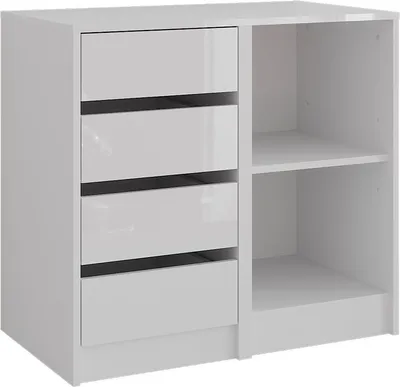 Image de Commode avec tiroirs Vicco Sherry blanc/blanc brillant 80.2x76cm 2 parties, Model 57716