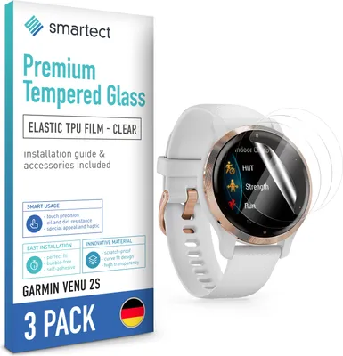 Produktbild von smartect TPU Schutzfolie Klar für Garmin Venu 2S, 3 x Front