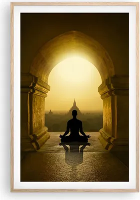 Produktbild von Gerahmtes Poster - Rahmen in heller Eiche - Meditation Tempel Schatten - 61x91,5 cm - Wand Bild - Wanddeko - Wandbilder - Kunstposter - Wandposter - Bilderrahmen - Bilder - Kunstdruck P2NPA61x91-4474