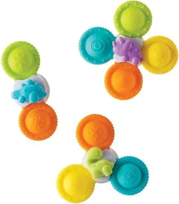 Produktbild von Badespielzeug Spinner Set, Infantino 3 Stück, Silikon, Saugnapf, Feinmotorik, ab 4 Monate