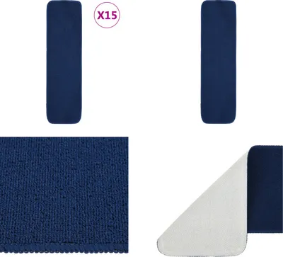 Produktbild von vidaXL Antirutsch Stufenmatten 15 Stk. 75x20 cm Marineblau Rechteckig - Stufenmatte - Stufenmatten - Antirutsch Stufenmatte - Antirutsch Stufenmatten