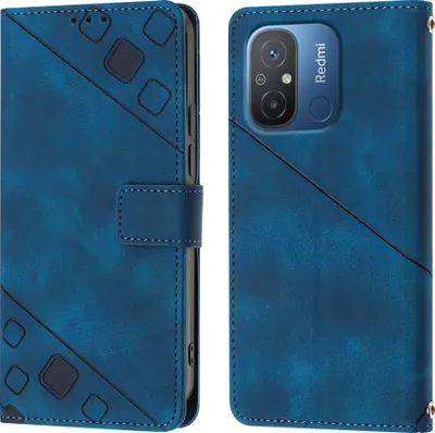 Produktbild von Hülle für Xiaomi Redmi 12C Prägung Flip Leder Brieftasche Schutzhülle mit Ständer Blau