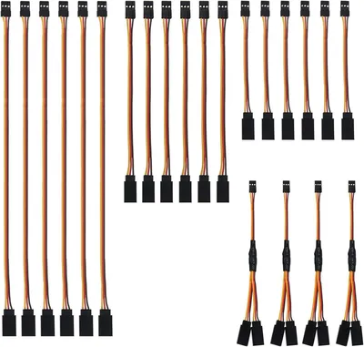 Produktbild von 22x Servo Verlängerungskabel JR 3 Pin mit Y Splitter 100 150 300mm 22AWG für RC Auto Drohne Helikopter Flugzeug Modellbau