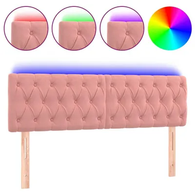 Image de vidaXL LED Tête de lit rose 160x7x78/88 cm velours