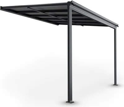 Produktbild von Juskys Terrassenüberdachung Borneo 3x3 m – Aluminium Terrassendach mit Doppelstegplatten Sonnenschutz Wandmontage Überdachung für Terrassen Anthrazit