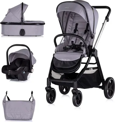 Produktbild von Chipolino Kombikinderwagen 3 in1 Marbella Fußabdeckung Einlage i-Size Babyschale grau