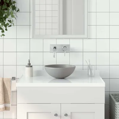 Immagine prodotto di The Living Store Lavabo in ceramica grigio chiaro rotondo