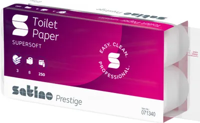 Produktbild von Satino Toilettenpapier 071340 Prestige 3lg hw 250Blatt 8 St./Pa