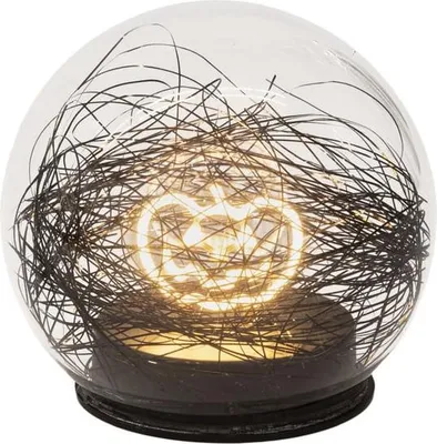 Produktbild von LED Kugel mit Kürbis - aus Glas- ca. 10x9 cm