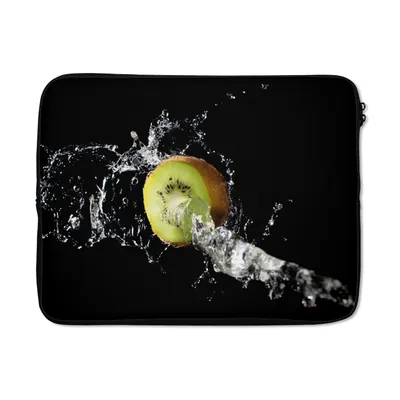 Produktbild von MuchoWow® Laptop Hülle 17 Zoll Laptoptasche Kiwi - Obst - Stillleben - Wasser - Schwarz - Zipper - Schutzabdeckung