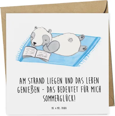 Produktbild von Mr. & Mrs. Panda Grußkarte Sommerglück - Weiß - Geschenk, Summer Vibes, Sommerprodukte, faltkarte, Sommerferien, Klappkarte, doppelkarte, Herbst, Blühende Blumen, Strand