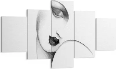 Produktbild von Bild auf Leinwand - Leinwandbild - 5 Teile - Porträt Frau Skizze - 125x70cm - Wand Bild - Wanddeko - Wandbilder - Leinwanddruck - Bilder - Wanddekoration - Leinwand bilder - Wandbild - EA125x70-4475
