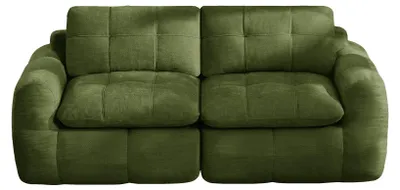 Imagen del producto de Sofá modular de 2 plazas, color verde, con tapizado de chenilla suave y confortable, 194 cm de largo