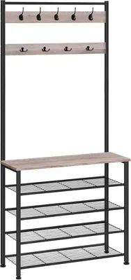 Produktbild von Industrie Design Garderobenständer Schuhregal Kleiderständer Schuhschrank Flur Greige + Schwarz