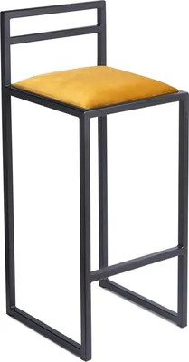 Image de Tabouret de bar 95 cm noir avec dossier - Tabouret de bar en métal tapissé style loft - jaune