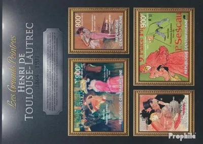 Produktbild von Briefmarken Zentralafrikanische Republik 2013 Mi 3972-3975 Kleinbogen (kompl. Ausgabe) postfrisch Henri Toulouse - Lautrec