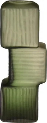 Produktbild von INNA-Glas Einzelblumenvase Raelyn, Glas, Tetris Optik, grün, 37cm, Ø14,5cm - Dekovase