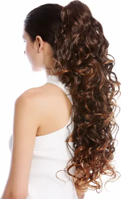 Produktbild von WIG ME UP Zopf Pferdeschwanz Lockig Lang Voluminös Kastanie Braun Mix N1095-V-2T30