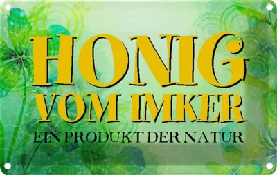 Produktbild von vianmo Blechschild 12x18 cm Honig Imker Produkt der Natur Dekoration Hofladen Marktstand Laden Werbeschild