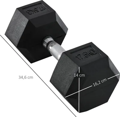 Produktbild von HOMCOM HOMCOM Sechseckiger Gummihalter - 17,5 kg Gusseisen Fitnessgewichte - Fitnesshalter für Krafttraining