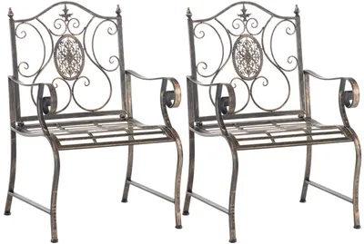 Produktbild von CLP 2er Set Gartenstühle Punjab aus lackiertem Eisen mit Verzierungen im Jugendstil bronze, KI-generiertes Bild
