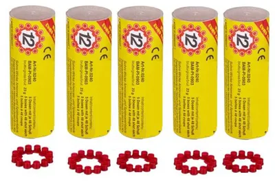 Image de 5 tubes de 20 amorces de 12 coups pour pistolet / pour fusil - 5 x 240 coups - recharge accessoire jeu d'imitation enfant déguisement
