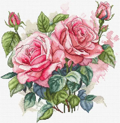 Image de Kit de point de croix compté Letistitch "Pink Bloom", 22x23cm
