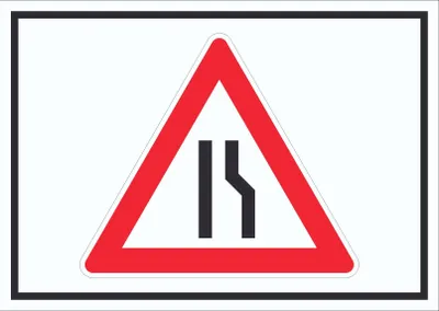 Produktbild von Schild Achtung Verengte Fahrbahn rechts Symbol A1 Rückseite selbstklebend