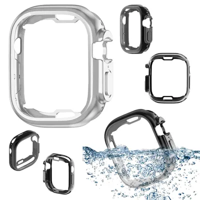 Image de Pour Apple Watch Ultra 1 + 2 49 mm : étui 2 en 1 (coque TPU + film PET) argenté