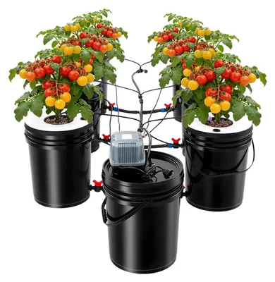 Produktbild von Hydroponik Pflanzsystem - Erdloses Anzuchtsystem - Set mit 6 Eimern à 20L - Anzuchttöpfe für Pflanzen drinnen und draußen