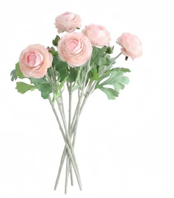 Künstliche Ranunkelblumen, 5 Stück, 49,8 cm, rosa, Seide