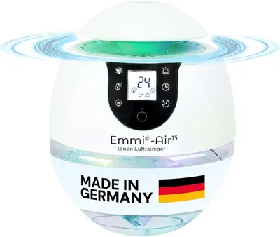 Produktbild von Emmi Air Ion Luftreiniger für Räume bis 35 m², für Allergiker & Raucherzimmer, neutralisiert Gerüche mit Ionen, gegen Staub, Viren, Pollen & Gerüche