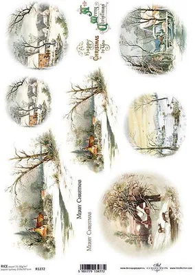 Produktbild von ITD Reispapier Decoupage Bastelpapier Serviettentechnik-R1272 /Weihnachten, Winteransichten
